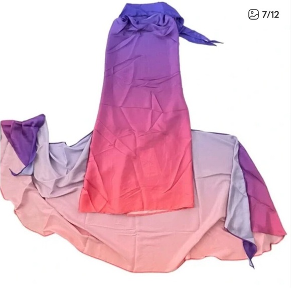 NEW BAOBAB x REVOLVE Providencia Dress Sunset Ombre draped high neck Satin party - Picture 4 of 8